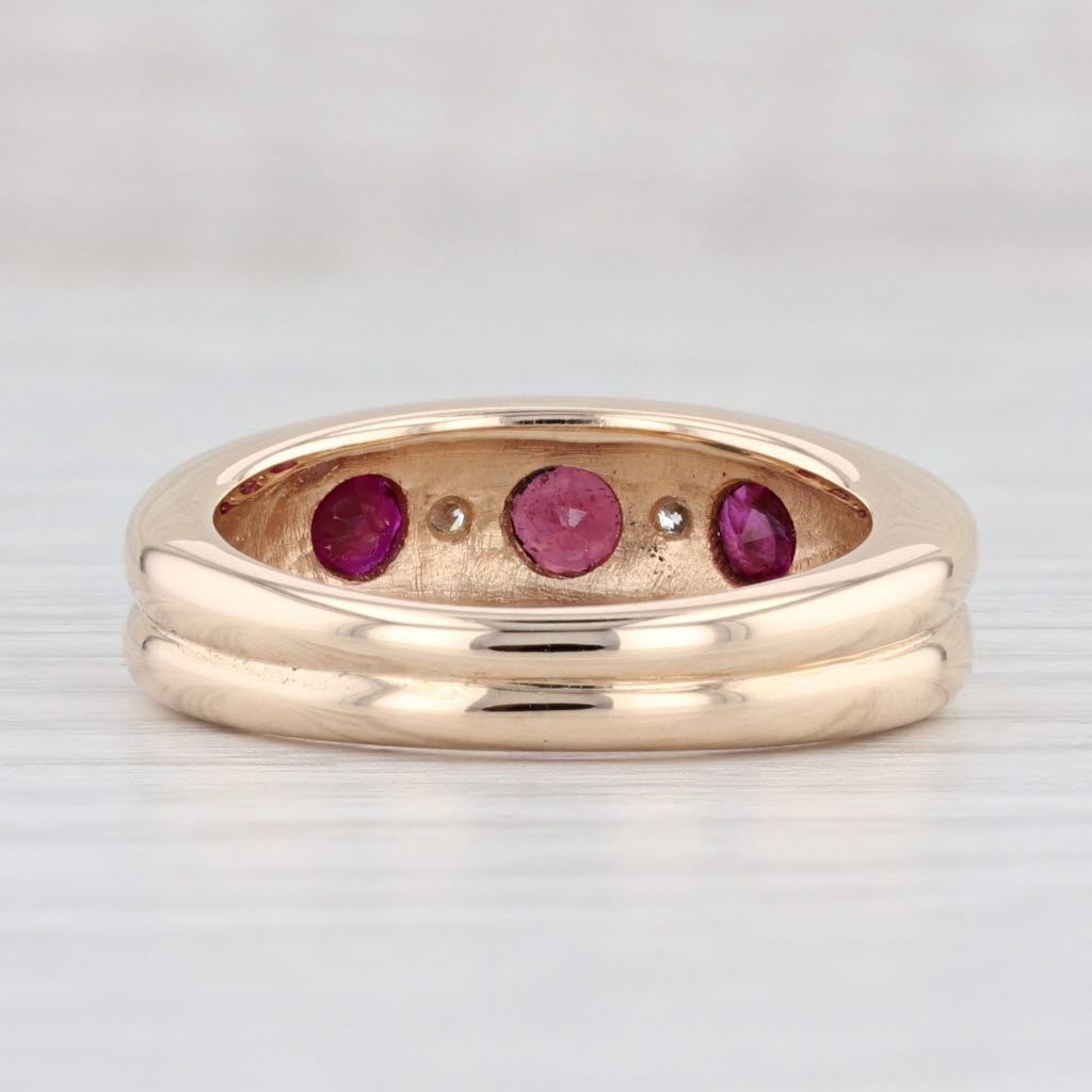 Light Gray 1.07ctw Garnet Ruby Diamond Ring 14k Rose Gold Size 7 Band 3-Stone