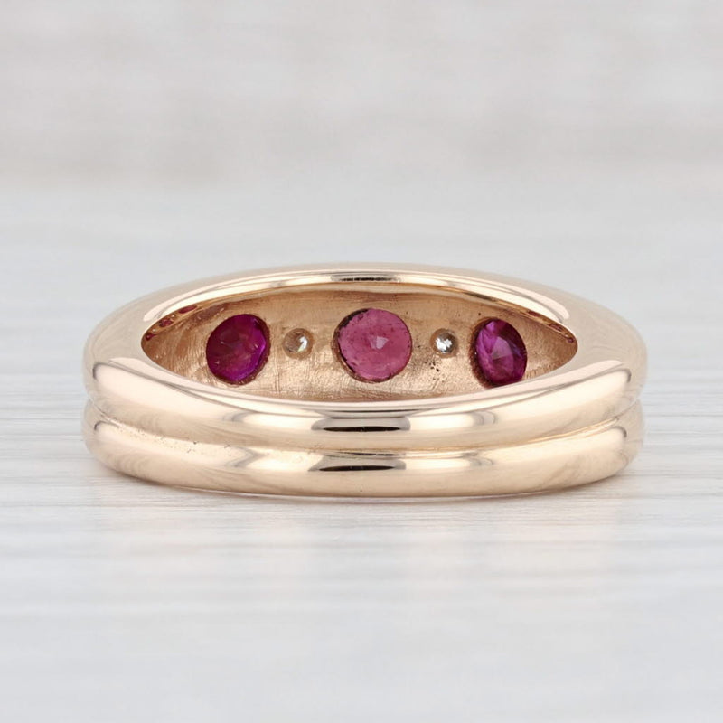 Light Gray 1.07ctw Garnet Ruby Diamond Ring 14k Rose Gold Size 7 Band 3-Stone