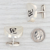 Light Gray Initial "I" Cufflinks Sterling Silver Old English Letter Taxco Artisan Signed