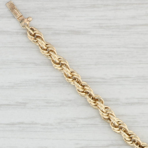 Light Gray Rope Chain Bracelet 14k Yellow Gold 7.25" 3.9mm