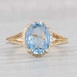2.70ct Oval Blue Lab Created Spinal Solitaire Ring 14k Yellow Gold Size 6
