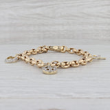 0.50ctw Heart Peace Sign Support Ribbon Charm Cable Chain Bracelet 14k Gold 7.5"