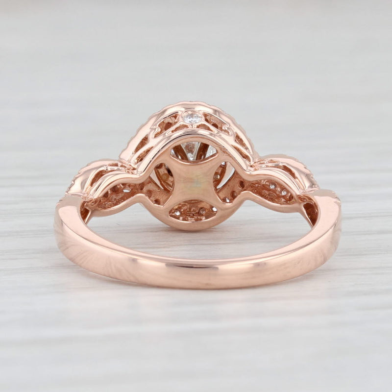 Light Gray 0.45ctw Round Diamond Halo Engagement Ring 14k Rose Gold Size 7