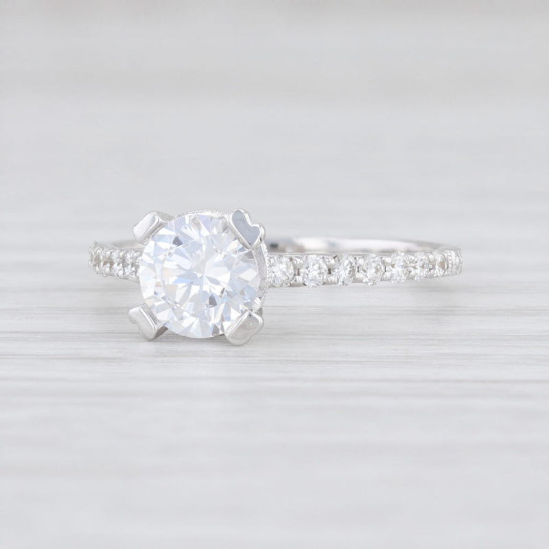 Light Gray New Beverley K Semi Mount Diamond Engagement Ring 18k White Gold Size 6 Round