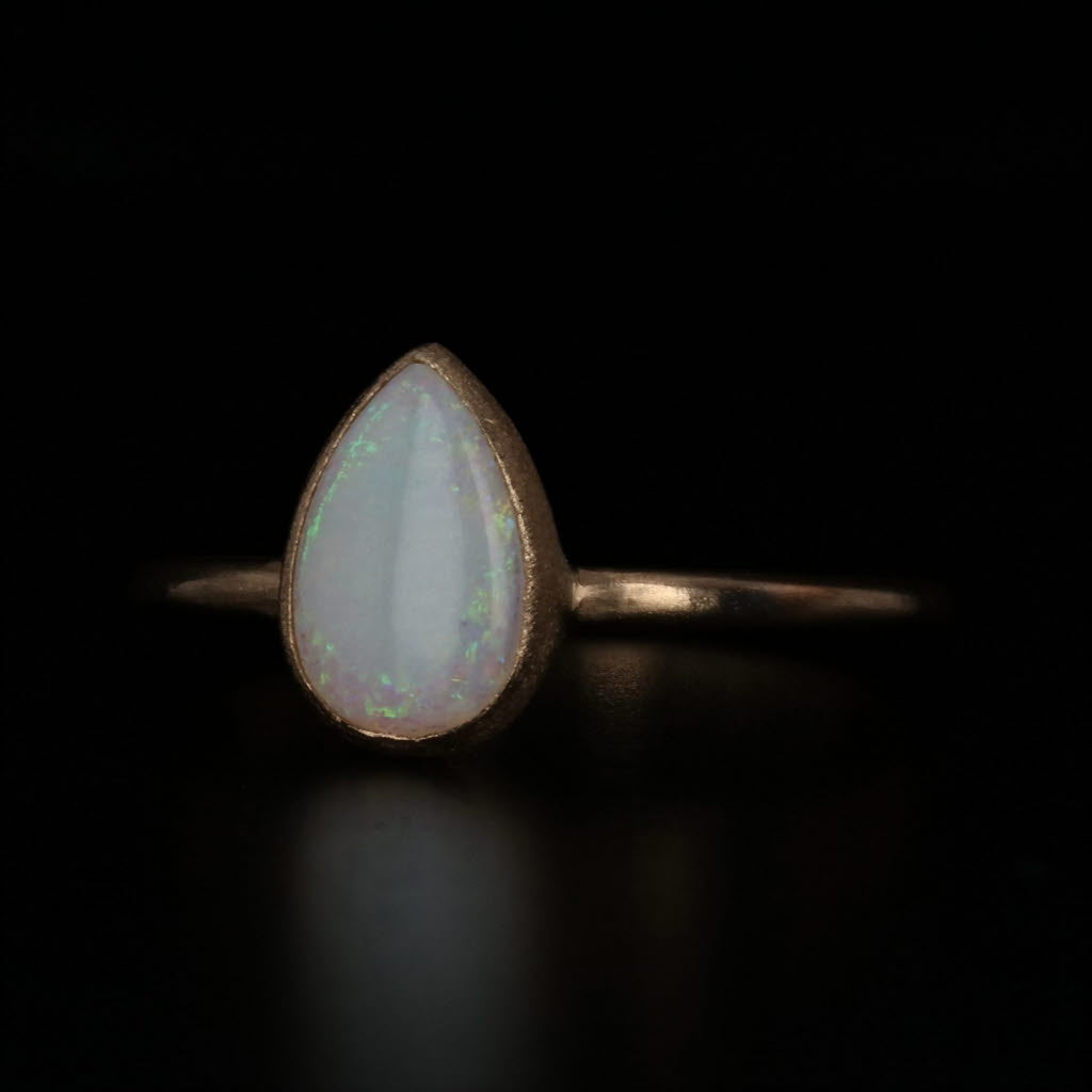 Black New Nina Nguyen Ring Adorn Petite White Opal 18k Yellow Gold Size 7 Solitaire