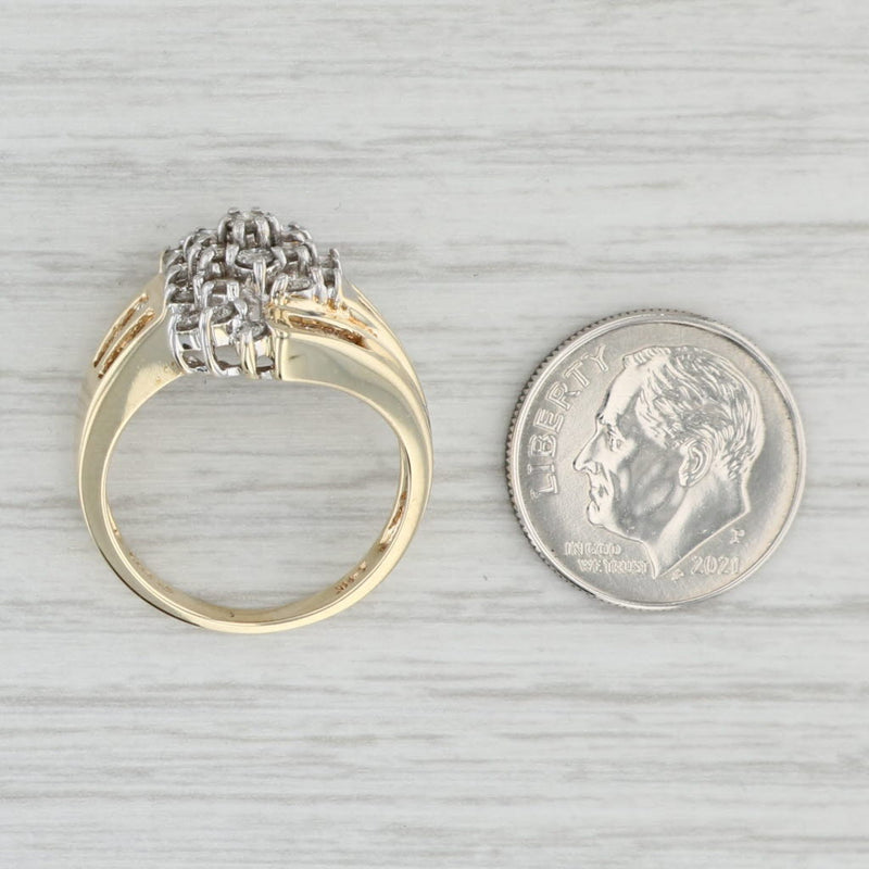 Light Gray 0.78ctw Diamond Cluster Bypass Ring 14k Yellow Gold Size 7