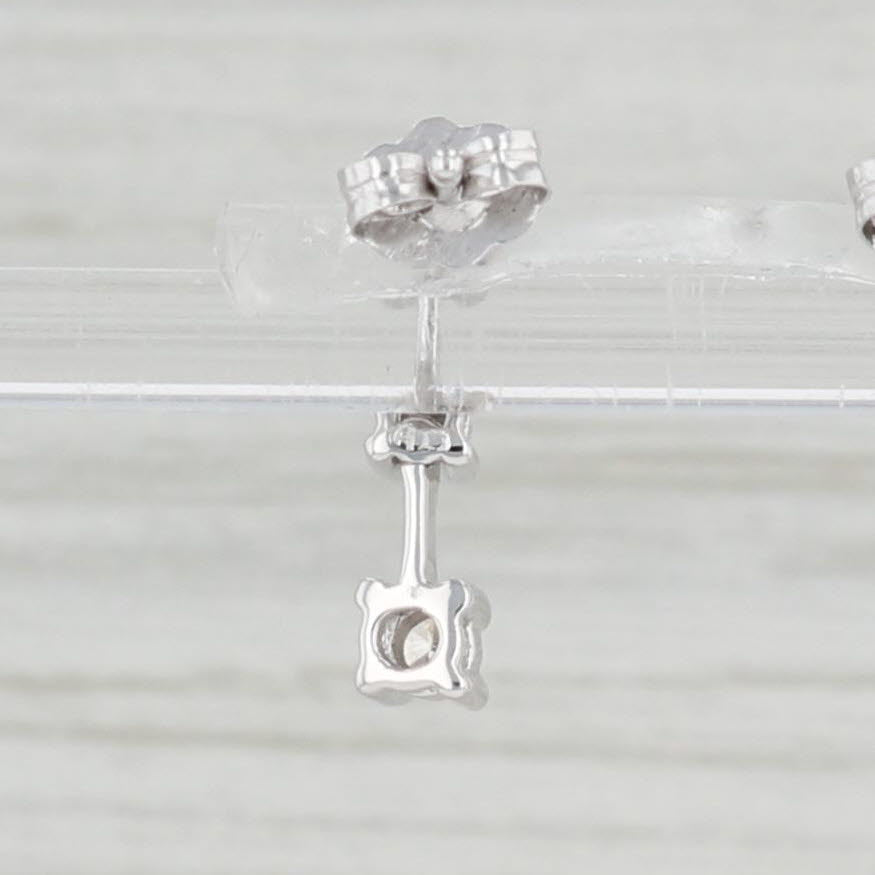 Light Gray 0.21ctw Diamond Journey 3-Stone Earrings 14k White Gold Pierced Drops