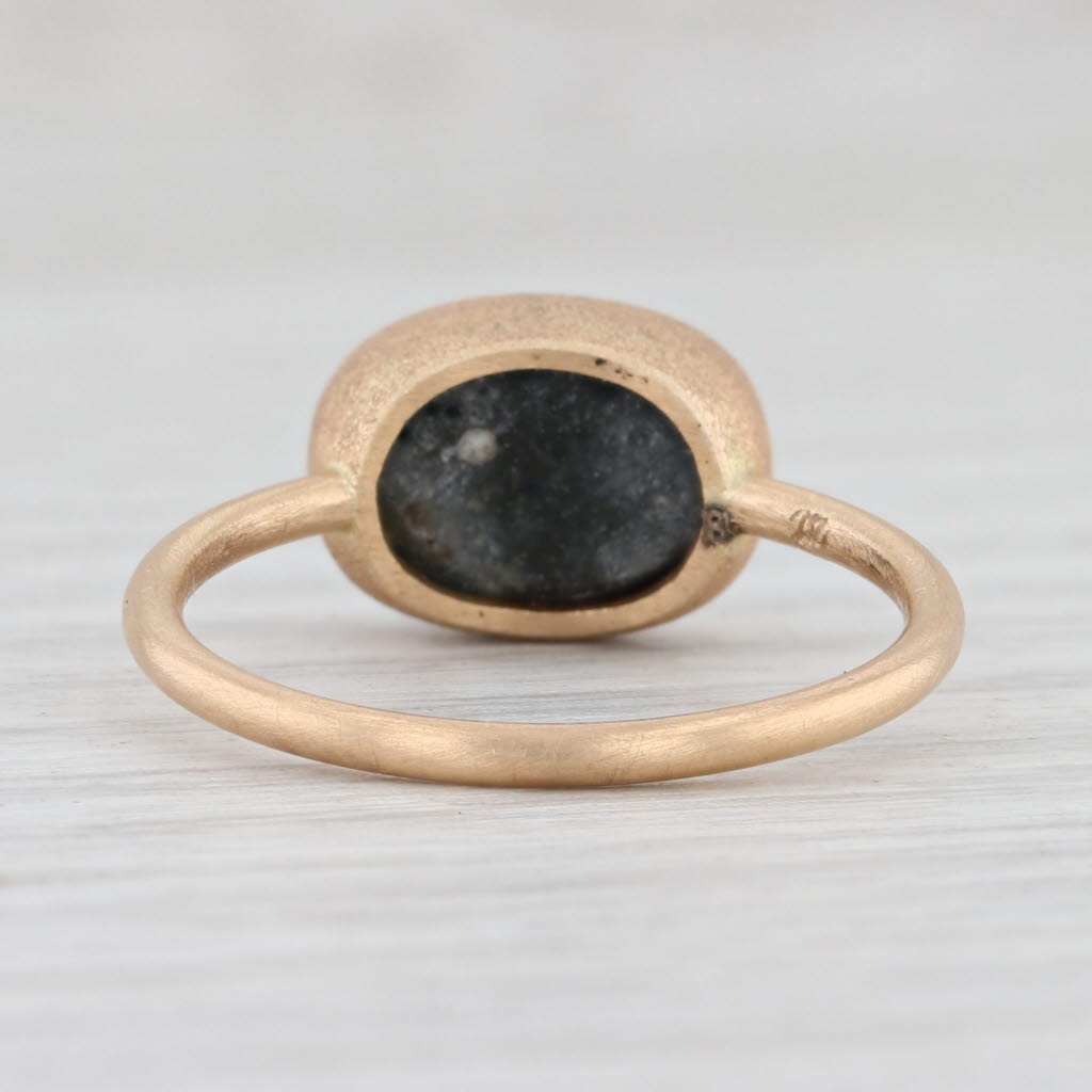 Light Gray New Nina Nguyen Black Druzy Quartz Ring Brushed 18k Yellow Gold Size 7 Solitaire