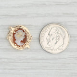 Carved Shell Cameo Slide Charm 14k Yellow Gold Daffer Vintage Floral