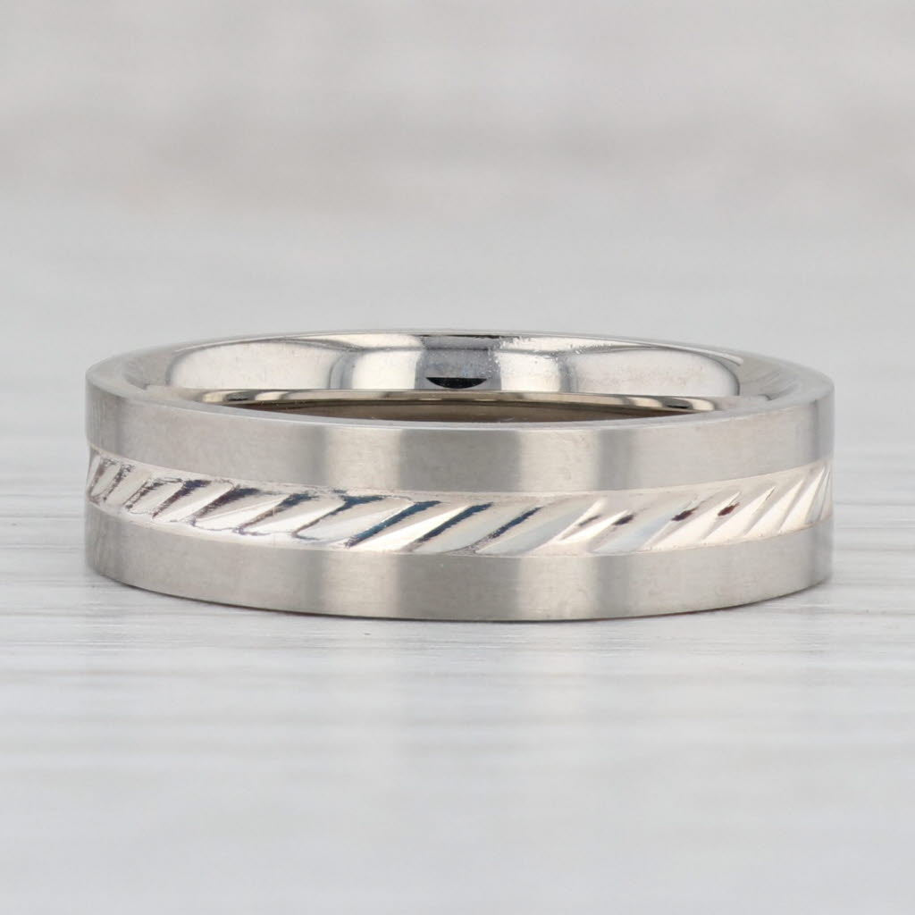 Light Gray New Men's Titanium Ring Size 10 Wedding Band Comfort Fit Patterned