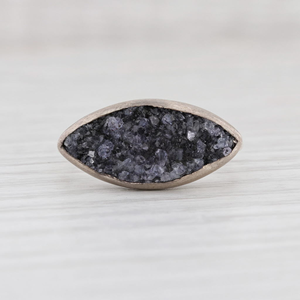 Light Gray New Nina Nguyen Ring Druzy Amethyst Sterling Silver Gemstone Statement Size 7