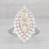 Light Gray Gabriel & Co 3.44ctw Moissanite Marquise Sapphire Diamond Halo Ring 14k Gold