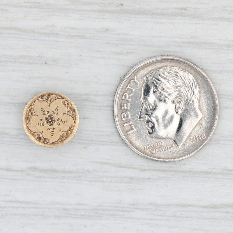 Antique Floral Ornate Collar Button 12k Yellow Gold