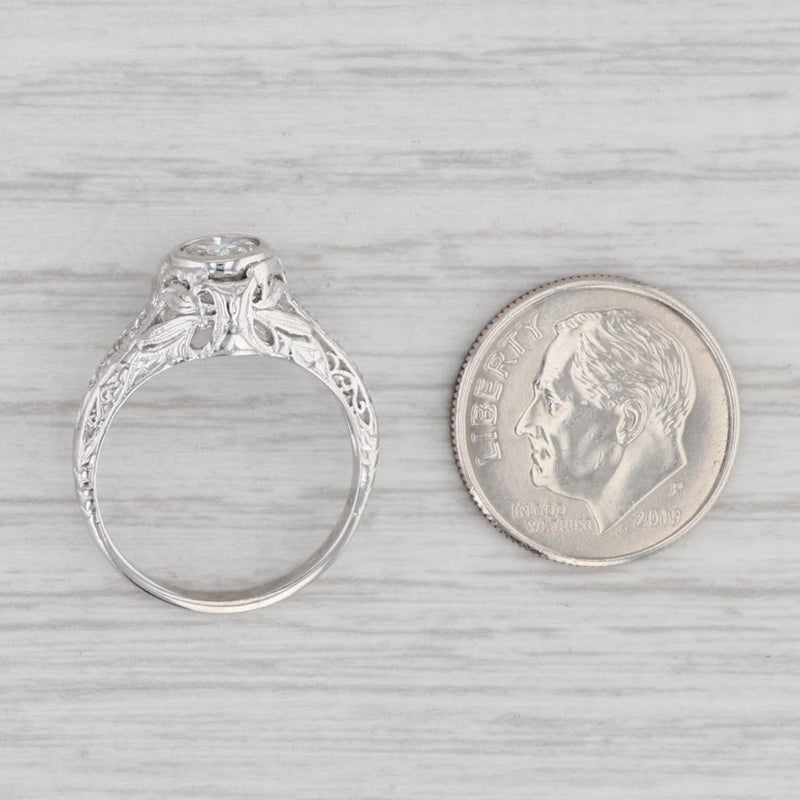 Gray Art Deco 0.62ctw Diamond Engagement Ring Platinum Size 5.25 Floral Filigree