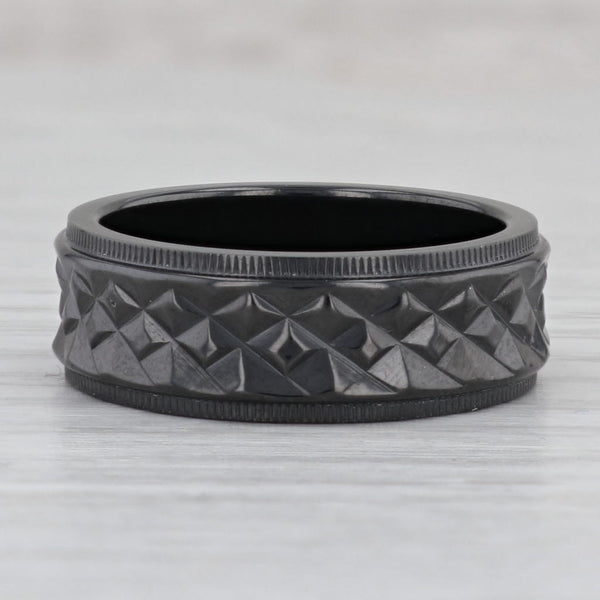 Gray New Textured Black Titanium Ring Size 9.75-10 Men's Wedding Band
