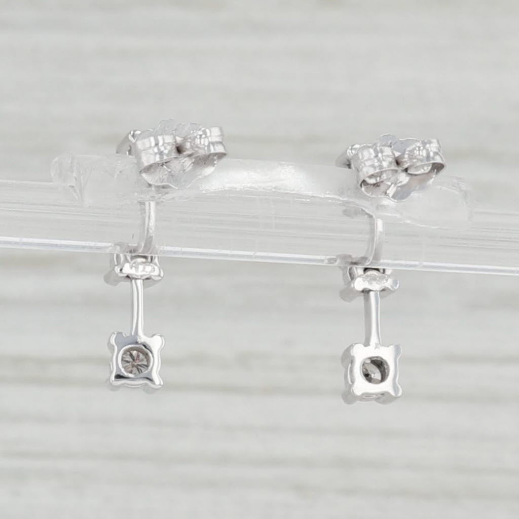 Light Gray 0.21ctw Diamond Journey 3-Stone Earrings 14k White Gold Pierced Drops