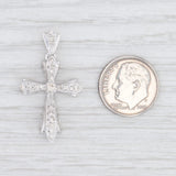 Light Gray 0.40ctw Pave Diamond Cross Pendant 14k White Gold Religious Jewelry