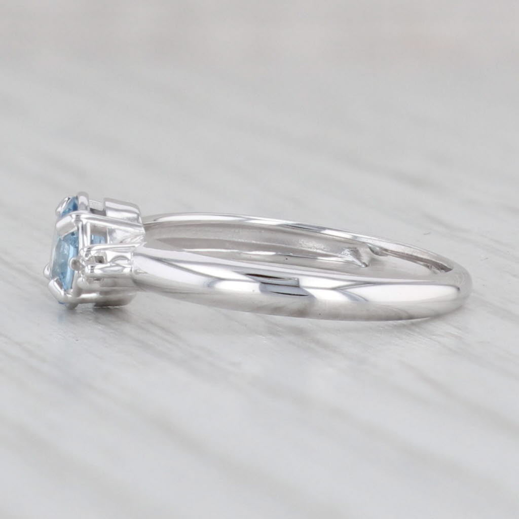 Light Gray 0.63ctw Round Blue Topaz Diamond Ring 14k White Gold Size 3.5 Engagement