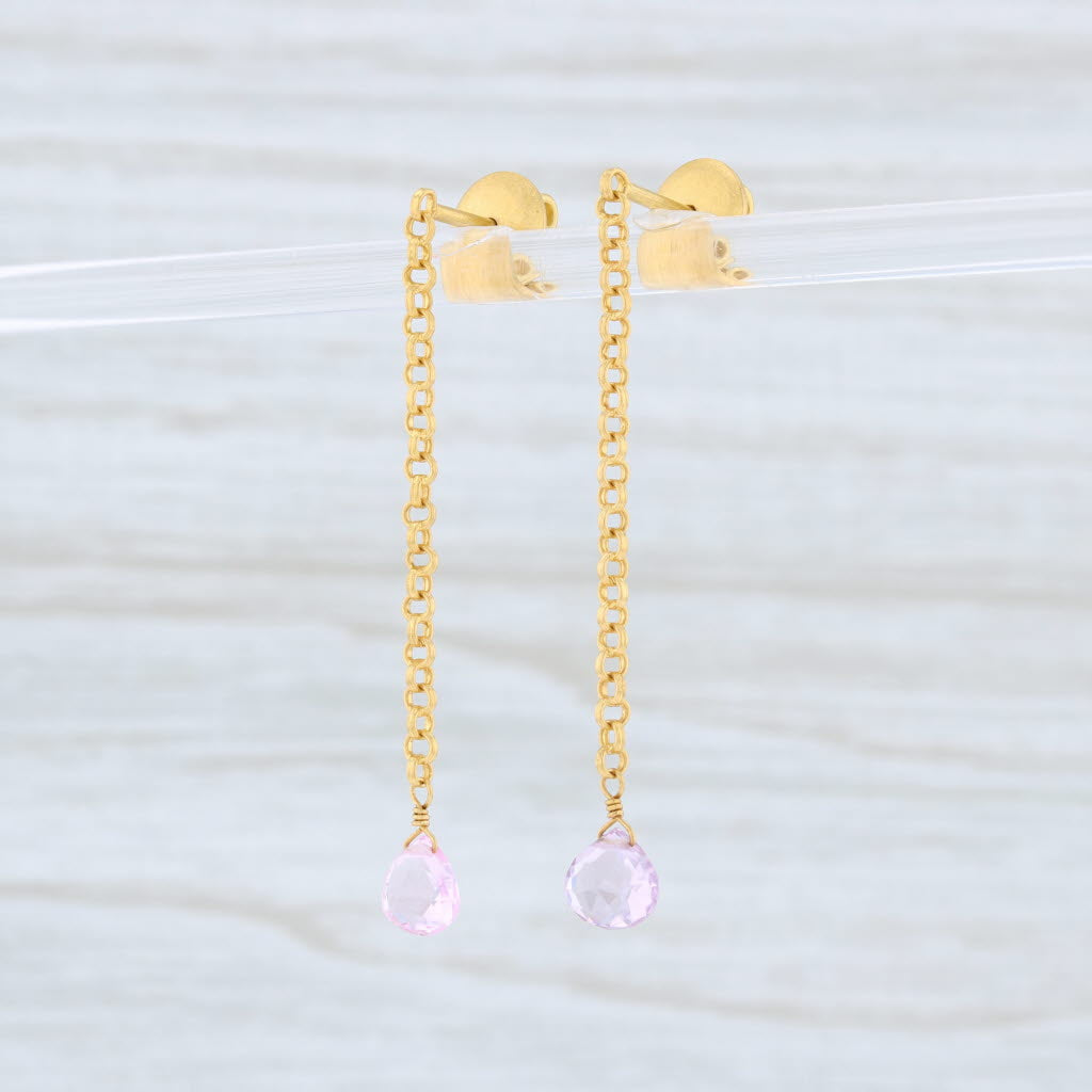 Light Gray Marie Helene de Taillac Pink Spinel Briolette Earrings 18k 22k Gold Dangle