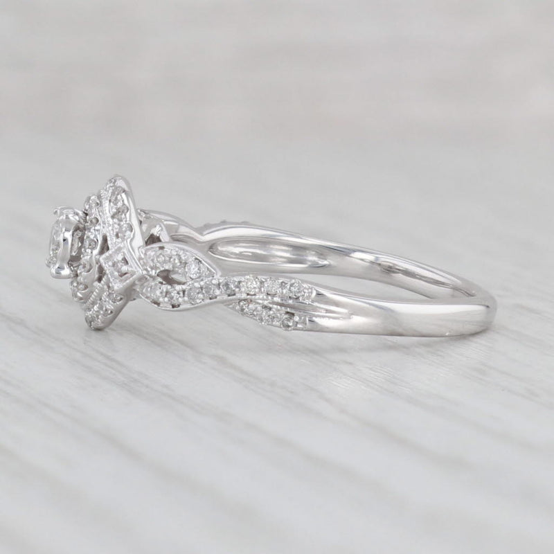 0.25ctw Round Diamond Halo Engagement Ring 14k White Gold Size 7.5
