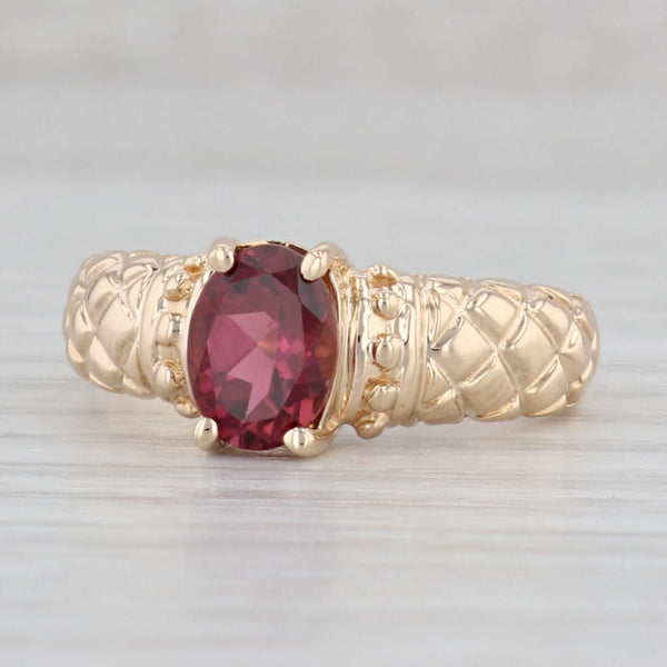 Gray 1.256ct Rubellite Tourmaline Oval Solitaire Ring 14k Yellow Gold Size 8