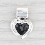 New Black Resin Heart Pendant 925 Sterling Silver Drop