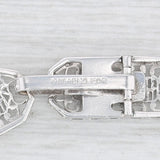 Light Gray Art Deco Diamond Bracelet Platinum Silver 14k Gold 7" Antique Filigree 3 Stone