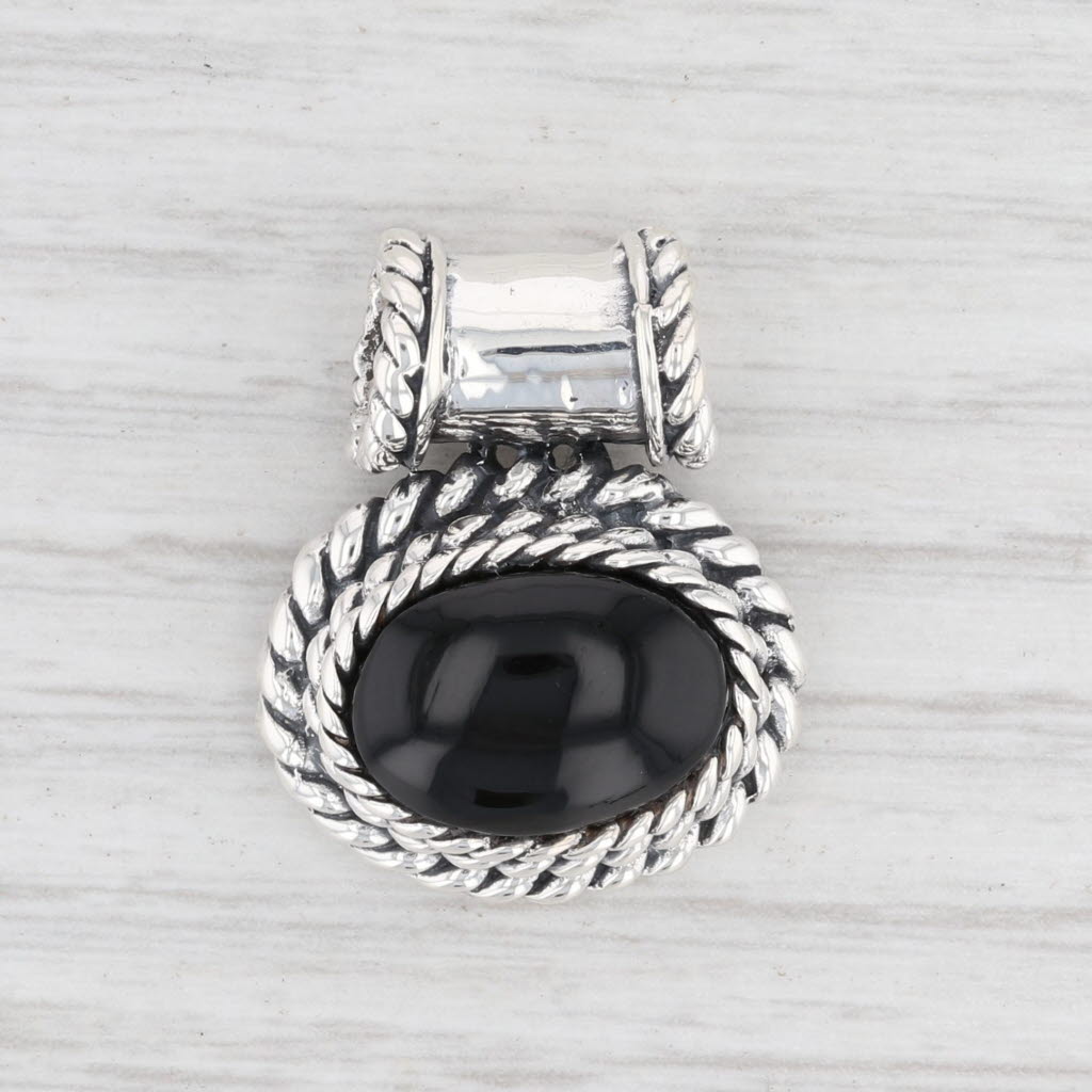 Light Gray New Black Resin Pendant 925 Sterling Silver B12670