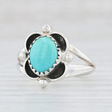Native American Ring Sterling Silver Size 5.75 Imitation Turquoise Solitarie