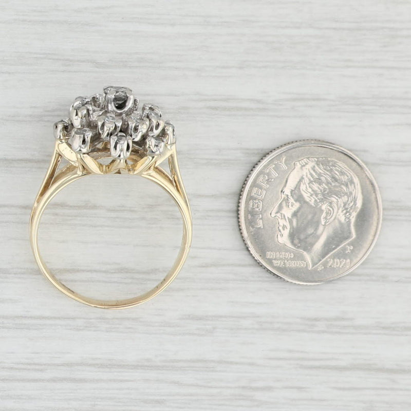 Vintage 0.30ctw Diamond Cluster Spray Engagement Ring 14k Gold Size 7.25