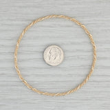 Gray Woven Bangle Bracelet 14k Yellow Gold 7.5" 3mm Stackable