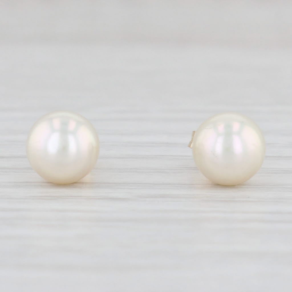 Cultured Pearl Stud Earrings 14k Yellow Gold June Birthstone 6.8mm