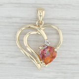 Light Gray 1.50ct Orange Mystic Topaz Heart Pendant 10k Yellow Gold Diamond Accent