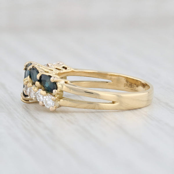 Light Gray 1.45ctw Blue Sapphire Diamond Bypass Ring 18k Yellow Gold Size 7.25