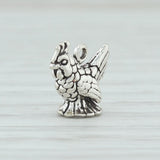 Light Gray 12 Days of Christmas French Hen Charm Sterling Silver 925 Holiday 3D