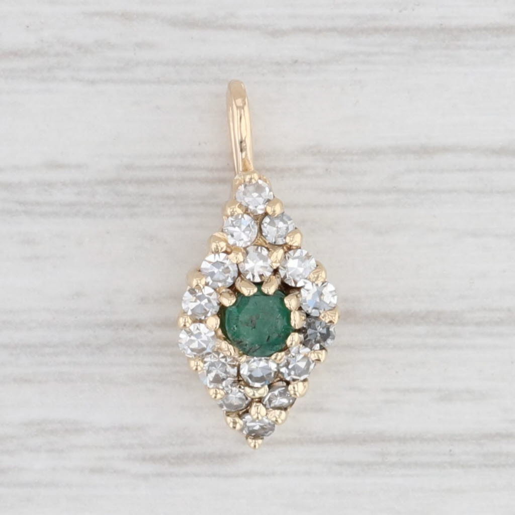 Light Gray 0.44ctw Emerald Diamond Halo Pendant 14k Yellow Gold