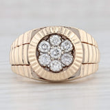 0.45ctw Diamond Cluster Ring 14k Yellow Gold Beveled Band Size 7.75