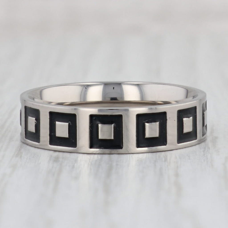 New Square Pattern Titanium Ring Size 10 1/4 Men's Wedding Band