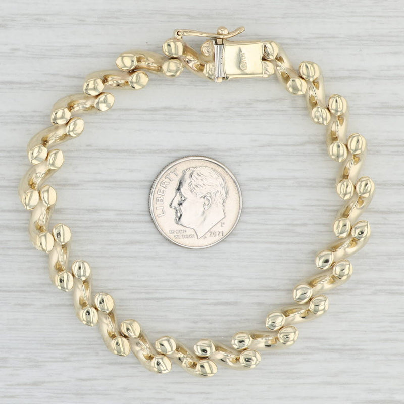 7" Etched San Marco Chain Bracelet 10k Yellow Gold 7.7mm