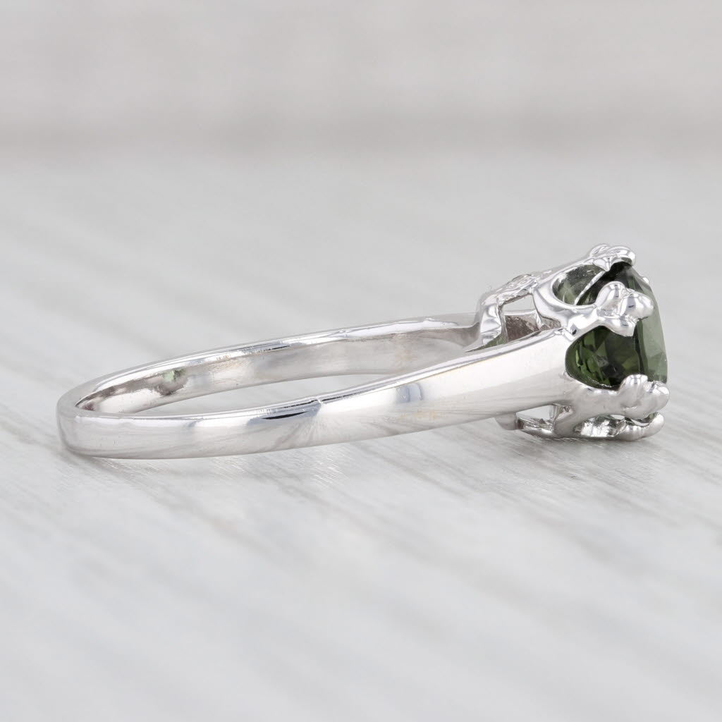 Light Gray 1.46ctw Round Green Tourmaline Solitaire Ring 14k White Gold Sz 7.25 Engagement