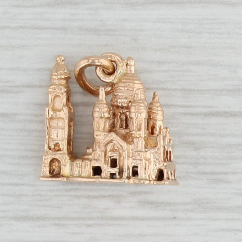 Light Gray Basilique du Sacre-Coeur Basilica Sacred Heart Charm 18k Gold Souvenir Pendant
