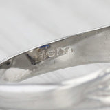 Art Deco Diamond Lab Created Sapphire Ring 18k White Gold Engagement Size 9.25