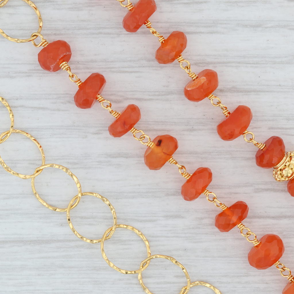 Light Gray New Nina Nguyen Melody Carnelian Bead Necklace Sterling Gold Vermeil Adjustable