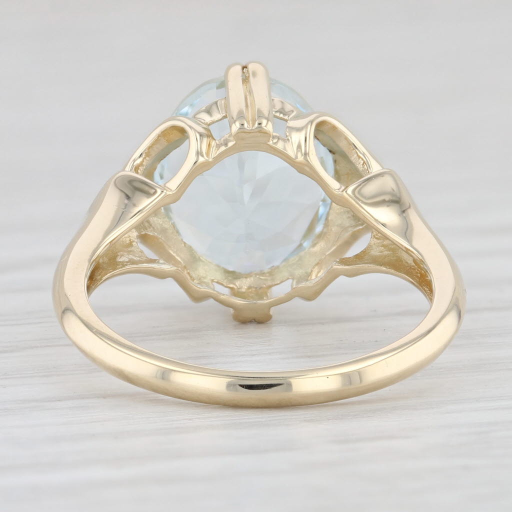 Light Gray 3.45ct Aquamarine Ring 14k Yellow Gold Oval Solitaire March Birthstone