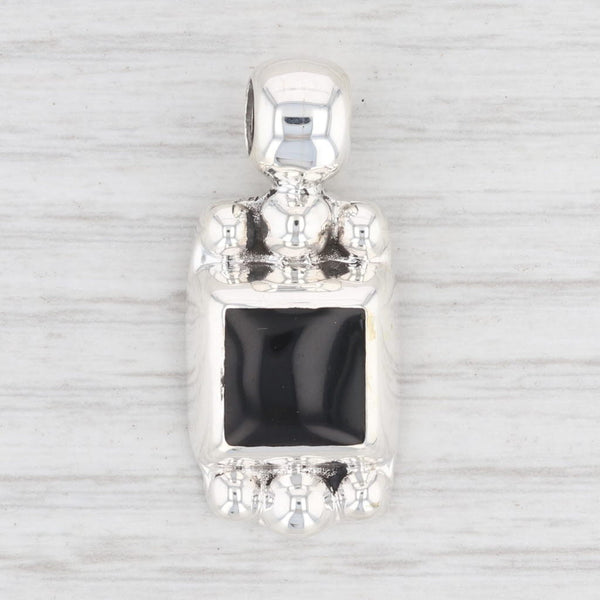 Light Gray New Black Resin Pendant 925 Sterling Silver Mexico Statement B12647