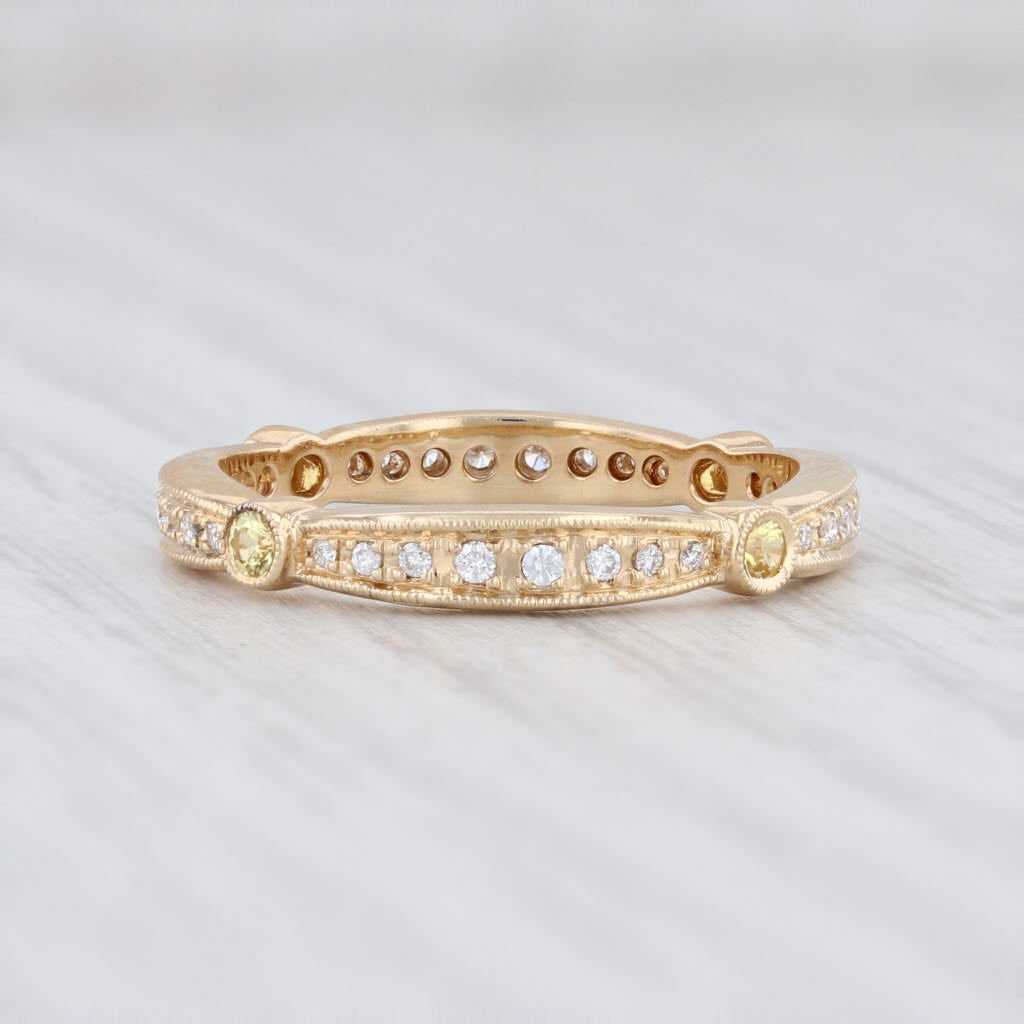 Light Gray New Beverley K Yellow Sapphire Diamond Eternity Ring 14k Gold Stackable Band 6.5