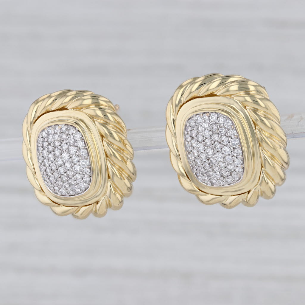 Gray 0.78ctw Diamond Albion Omega Earrings 18k Gold David Yurman Omega Backs