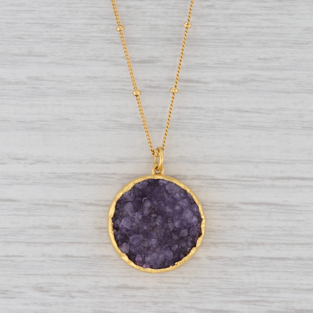 Light Gray New Nina Nguyen Druzy Amethyst Blissful Necklace Sterling Gold Vermeil 16-18