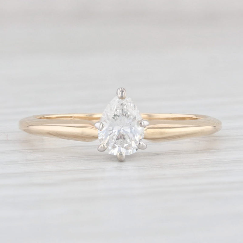 0.50ct Pear Solitaire Engagement Ring 14k Yellow Gold Size 6.75