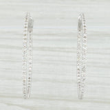 Light Gray 1.50ctw Diamond Inside Out Hoop Earrings 14k White Gold Snap Top Round Hoops